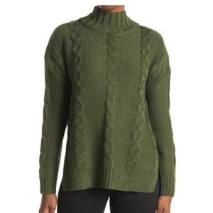 BB Dakota green cable knit turtleneck sweater NEW